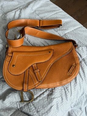 Authentic Christian Dior Saddle bag light brown camel